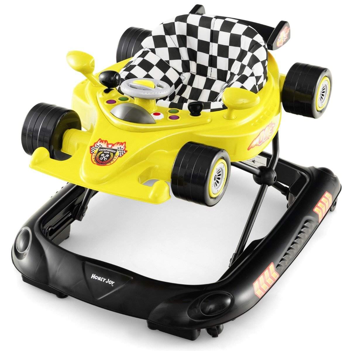 4 i 1 Baby Walker med justerbar höjd och avtagbar lekbricka Bilformad Walker Gul | Elektronik - Ljud & Bild - Högtalare | Pryloteket