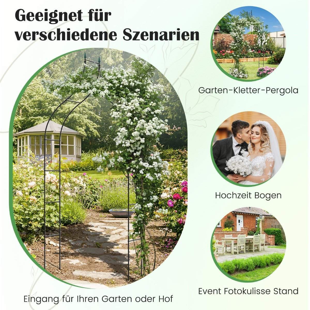 Rose bue metal havebue i gotisk stil buegang rose espalier 125 x 39 x 287 cm