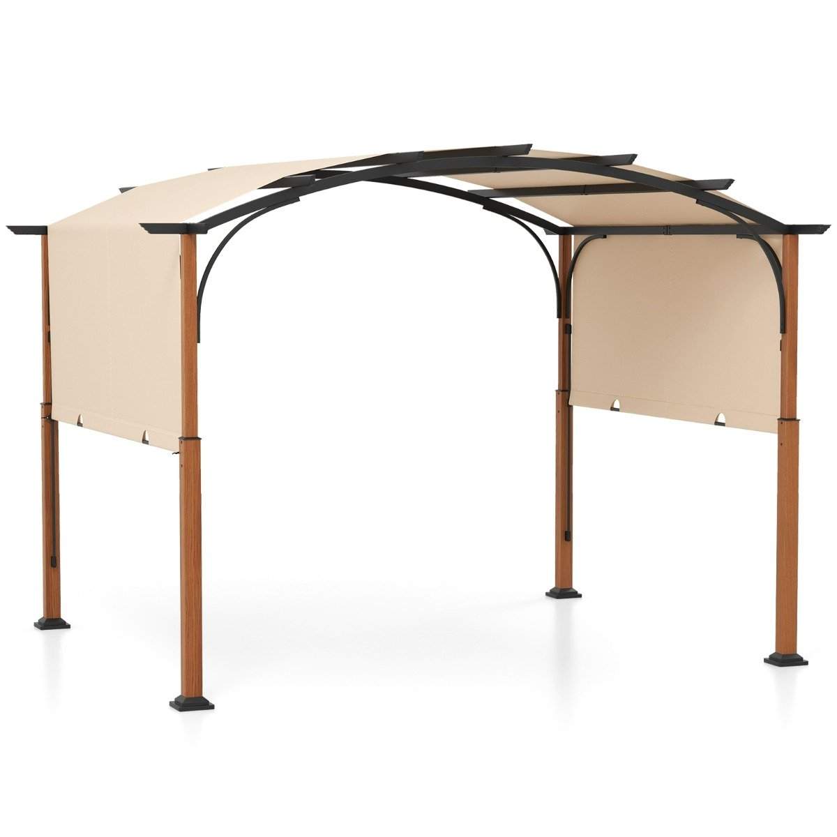 3,6 x 3 m pergola med udtrækkeligt tag Vandtæt stabil vintertæt havepavillon Beige
