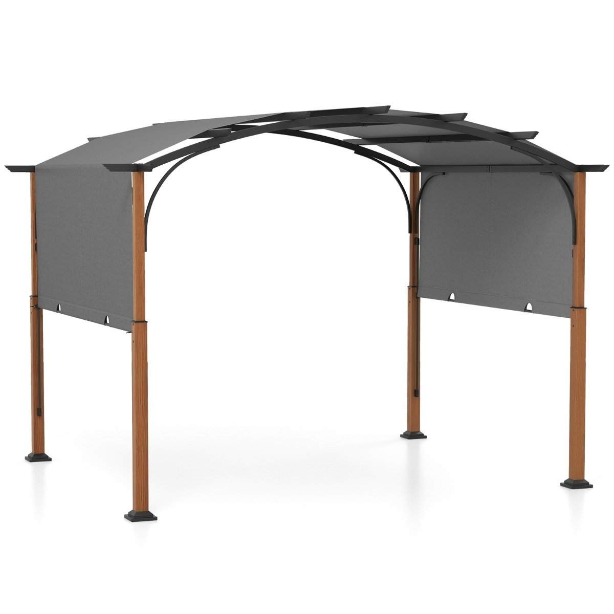 3,6 x 3 m pergola med udtrækkeligt tag Vandtæt stabil vintertæt havepavillon grå