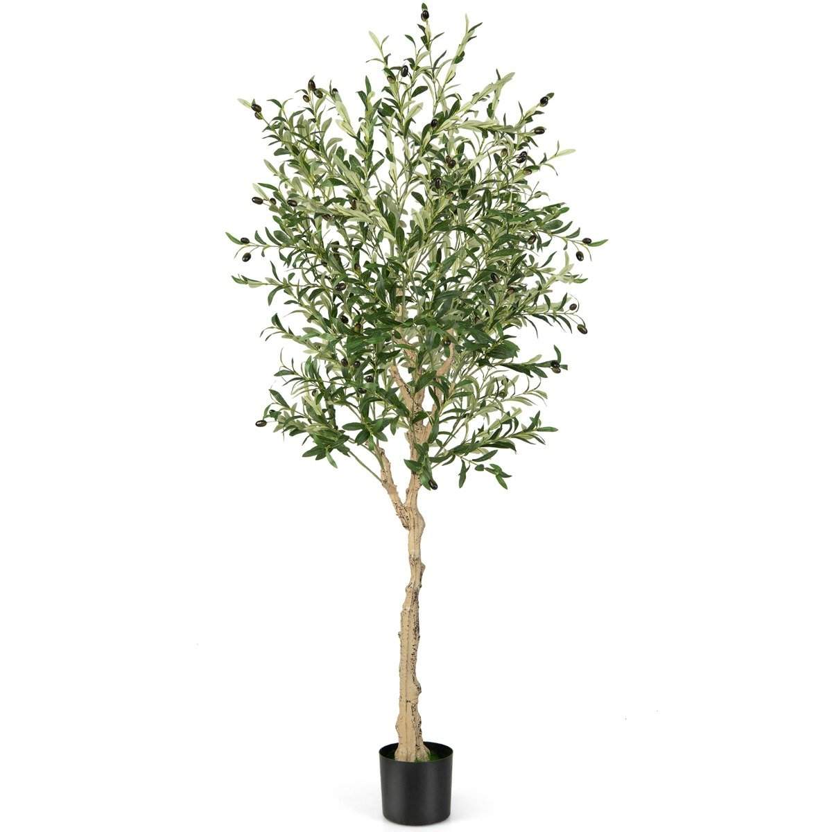 Kunstigt oliventræ med 1296 blade & 72 frugter olivenplanter 182 cm
