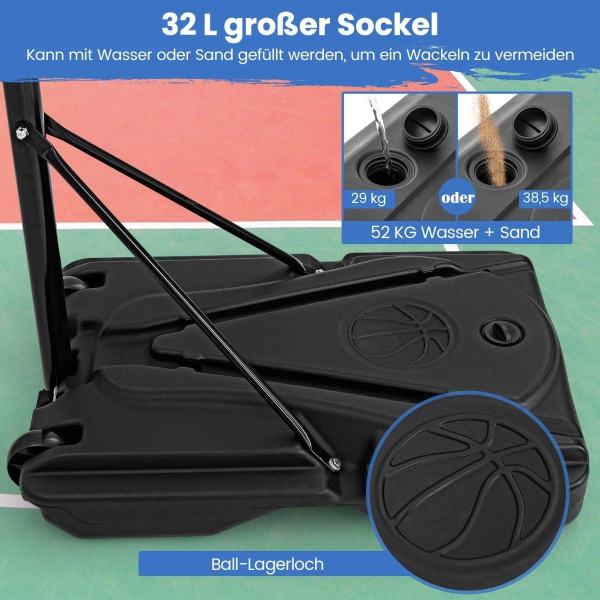 Koripallovanne ulkokoripalloteline 172-305cm korkeussäädettävä korijärjestelmä irrotettavalla keskiputkella