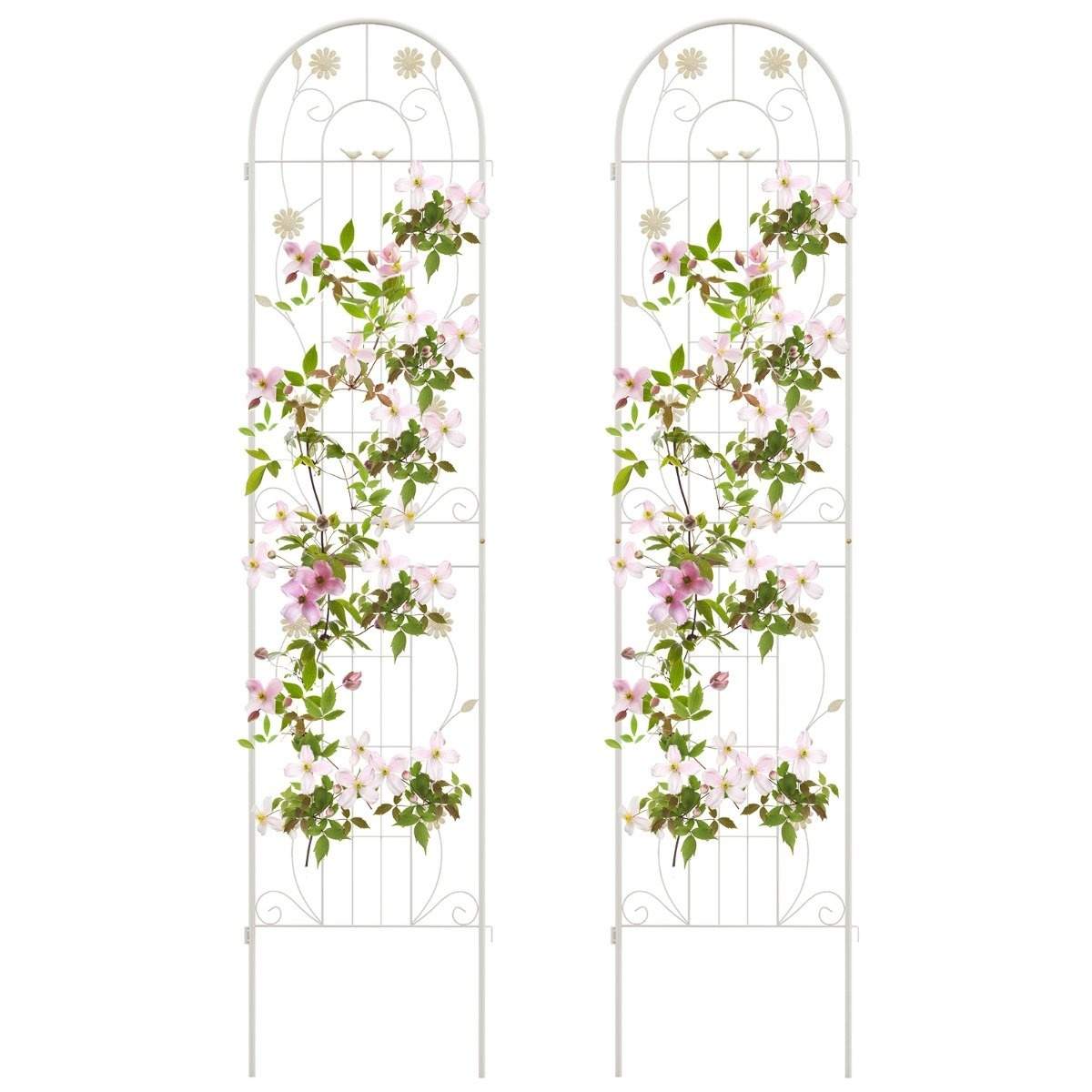220 x 50 cm Sæt med 2 metalespalier til tilstopning Dekorativt havehegn Fritstående espalier Hvid