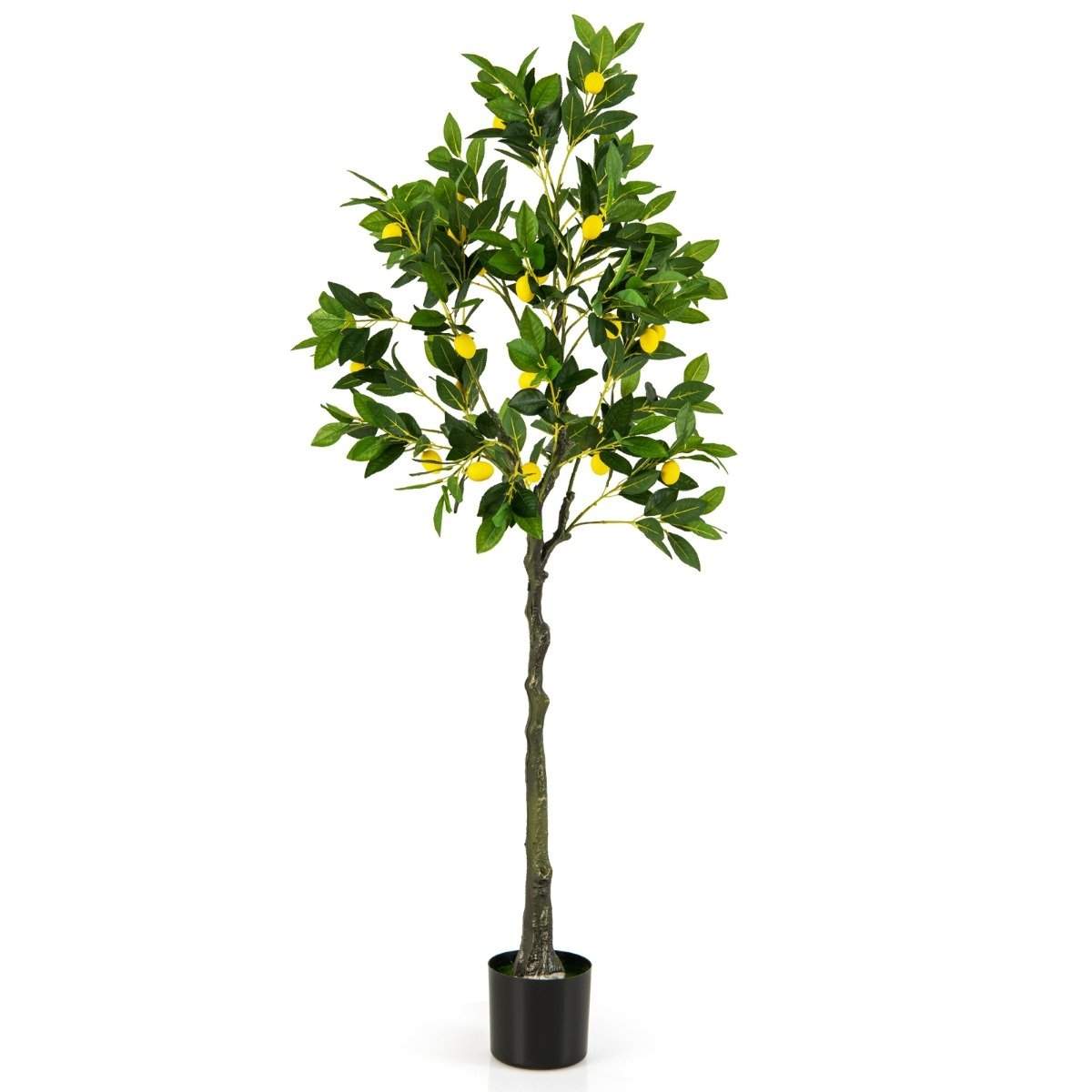 160 cm kunstigt citrontræ med potte og 27 citroner limetræ kunstig plante Citrusplante