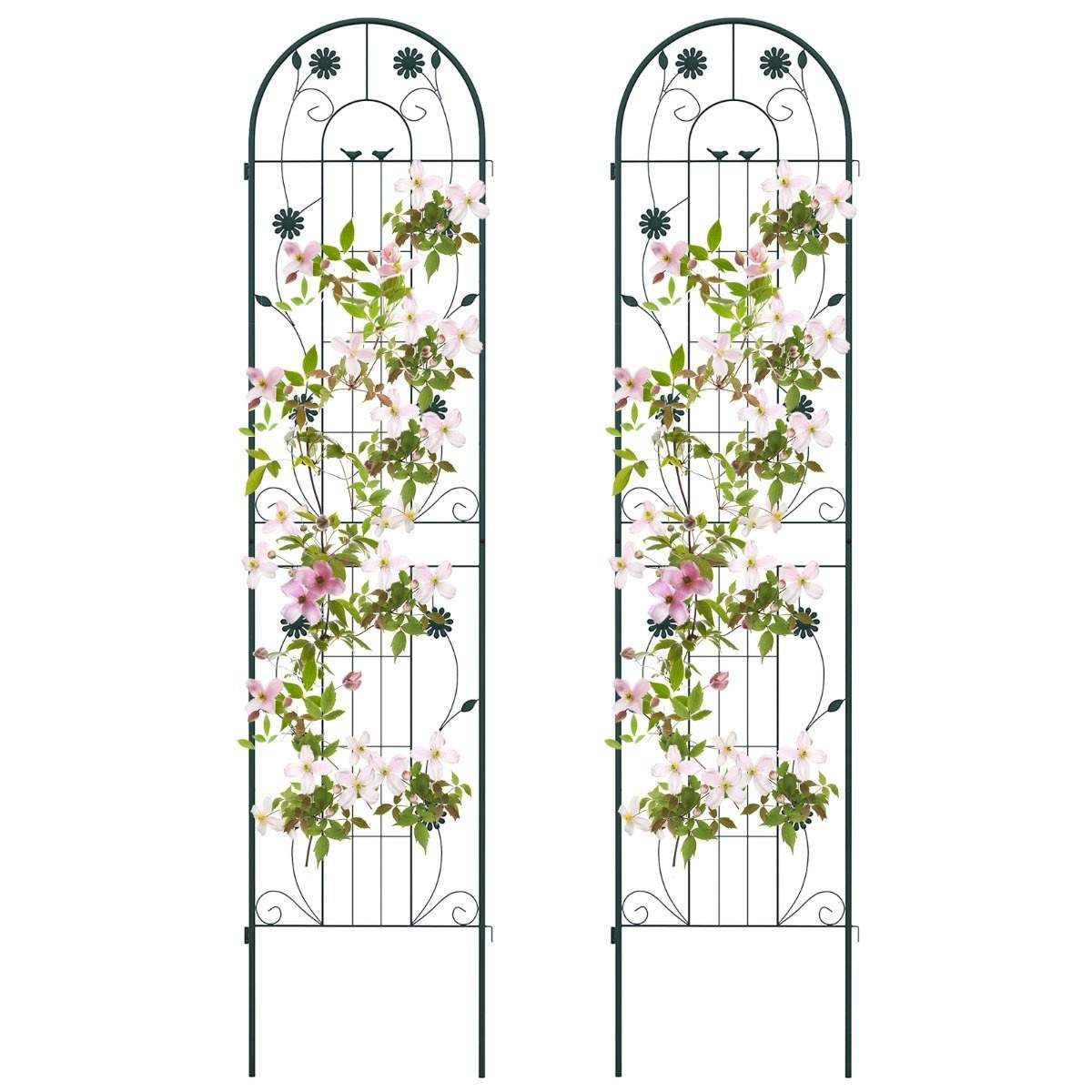 220 x 50 cm Sæt med 2 metalespalier til tilstopning Dekorativt havehegn Fritstående espalier Grøn