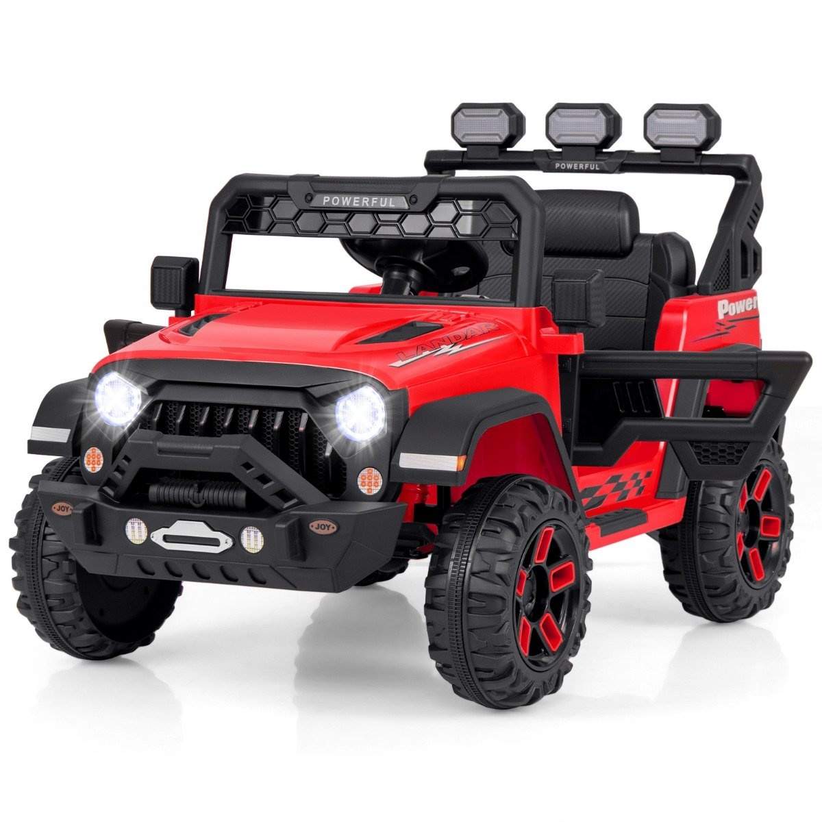 Elbil til børn med 2,4G fjernbetjening & USB & Lys & Musik 12V børnebil jeep bil rød