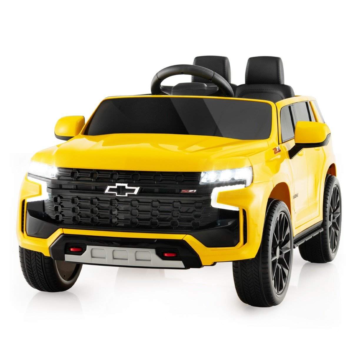 Chevrolet elbil til børn med 2,4G fjernbetjening & Suspension & lys & Musik børnebil gul