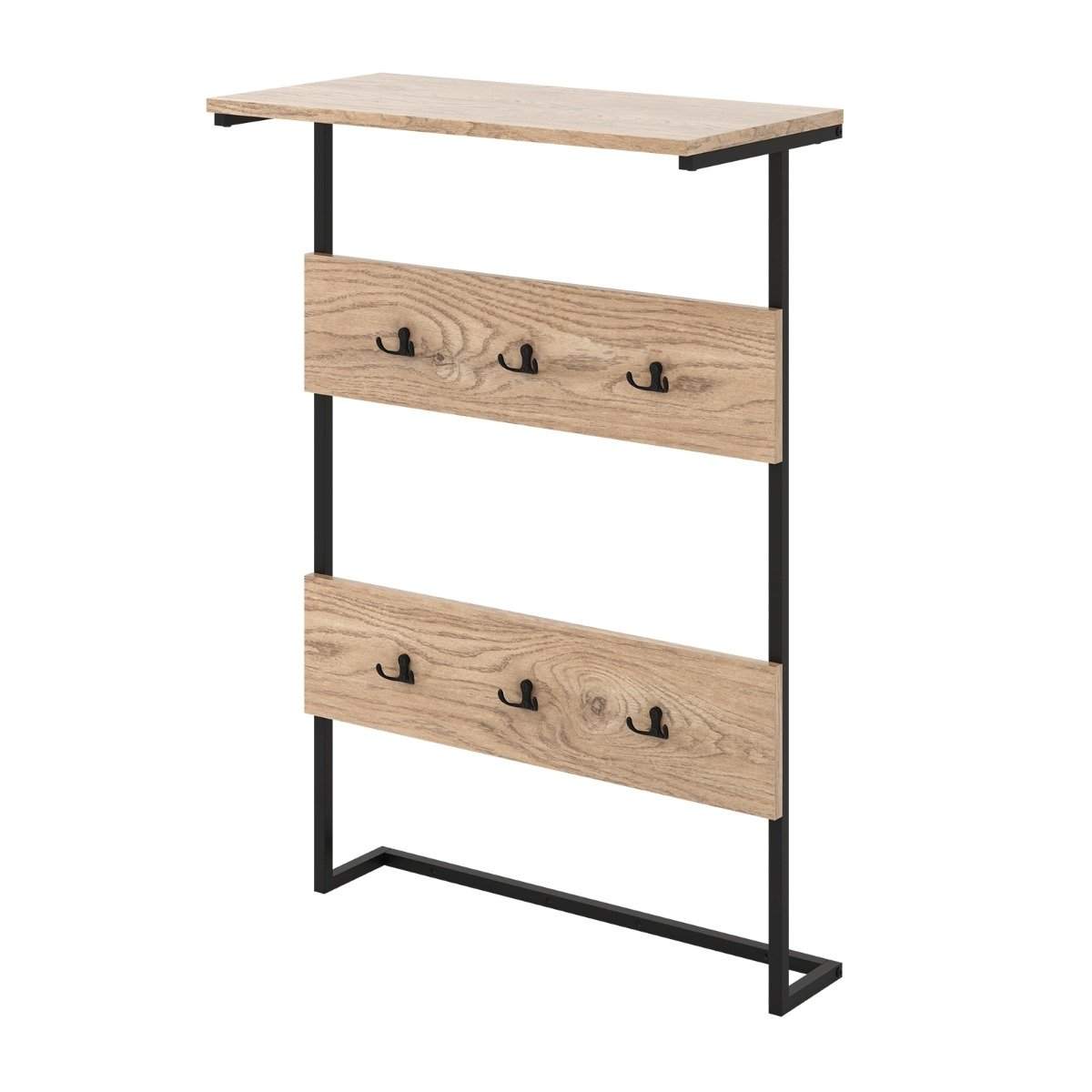 Væg knagerække med hylde & 6 kroge væghylde industriel knagerække bøjlestang