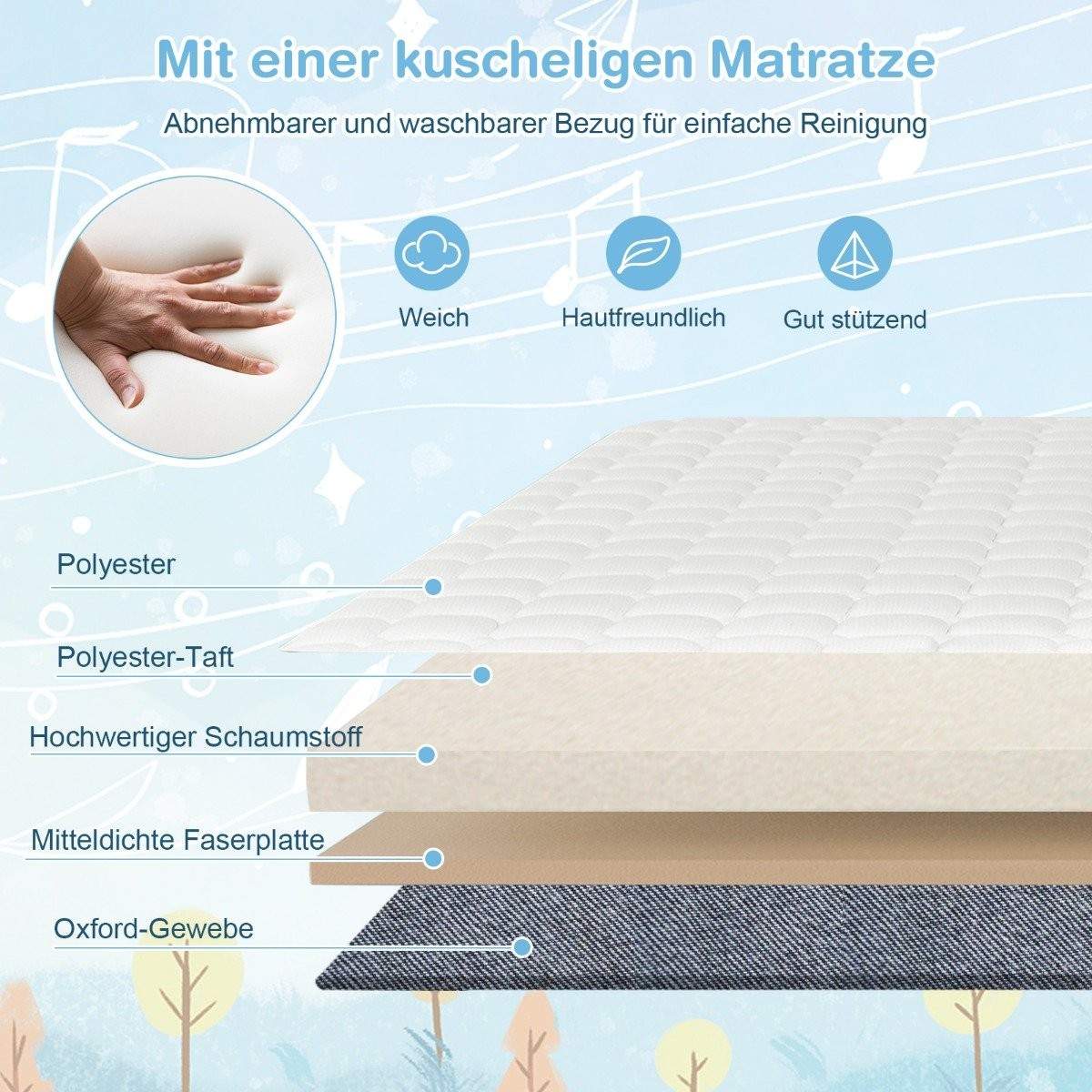 3 i 1 sideseng rejseseng baby med madras babyseng 6 rum højdejusterbar med opbevaringskurv grå