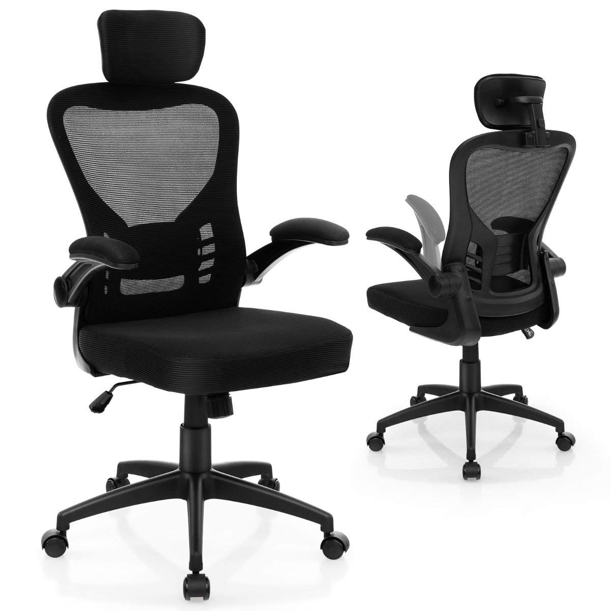 Ergonomisk mesh kontorstol med gyngende ryg executive stol drejelig PC stol