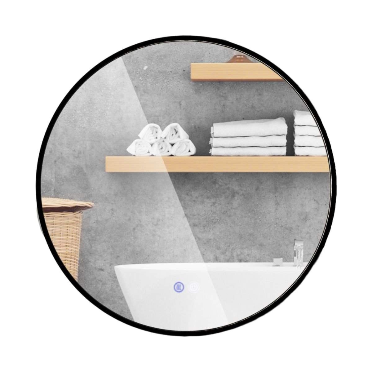 Rundt vægspejl med 3 farver og memory funktion Anti-dug dæmpbart badeværelsesspejl