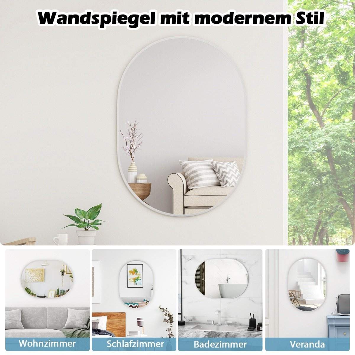 Badeværelsesspejl 70 x 50 cm stort kosmetikspejl med brudsikker film sort