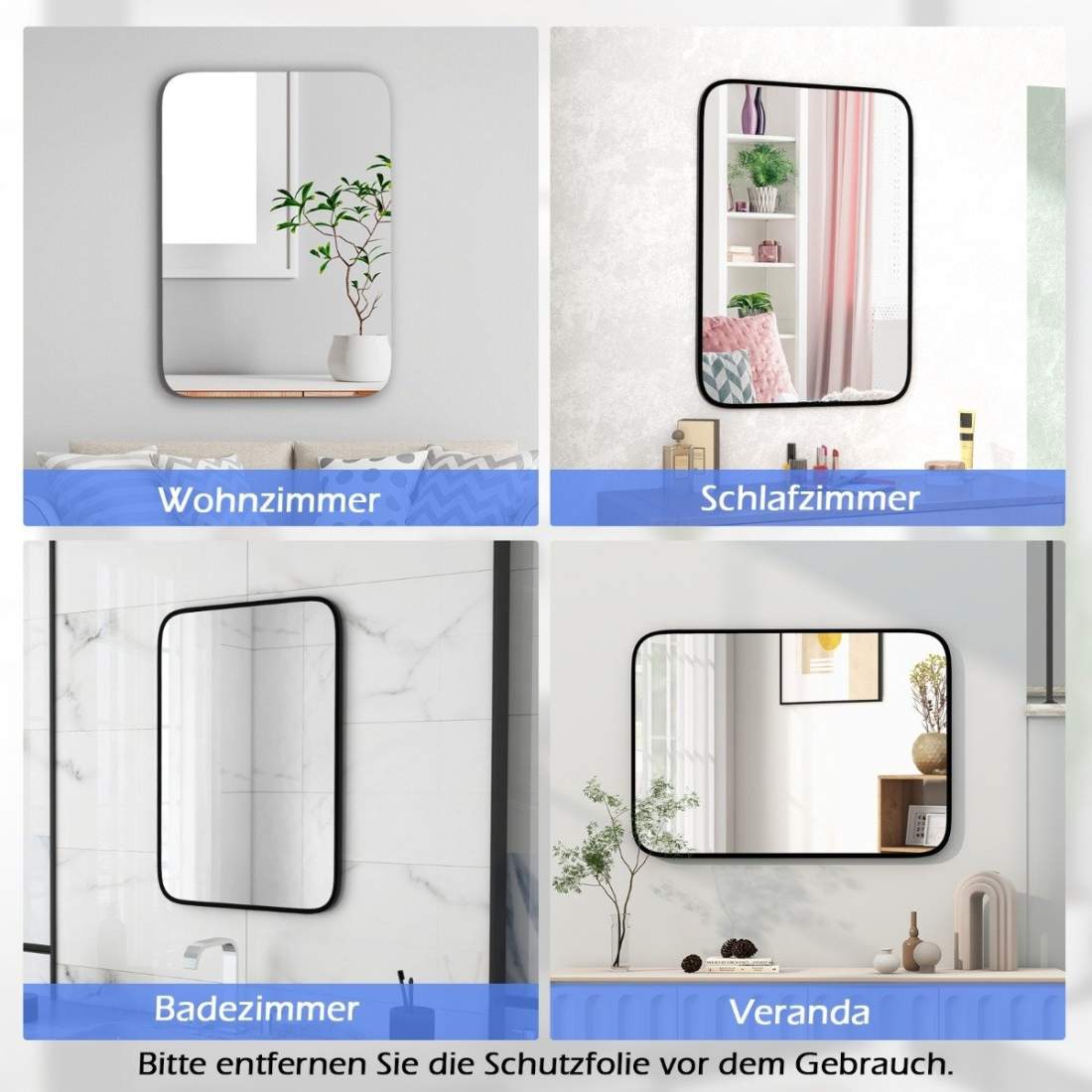 Badrumsspegel 70 x 50 cm stor sminkspegel med spricksäker film rektangulär | Elektronik - Kablar & Adaptrar - Splitters | Pryloteket