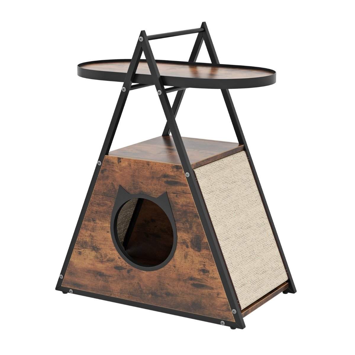 3 i 1 katteskab kattehus & sidebord & natbord med kattehule & kradsemåtter