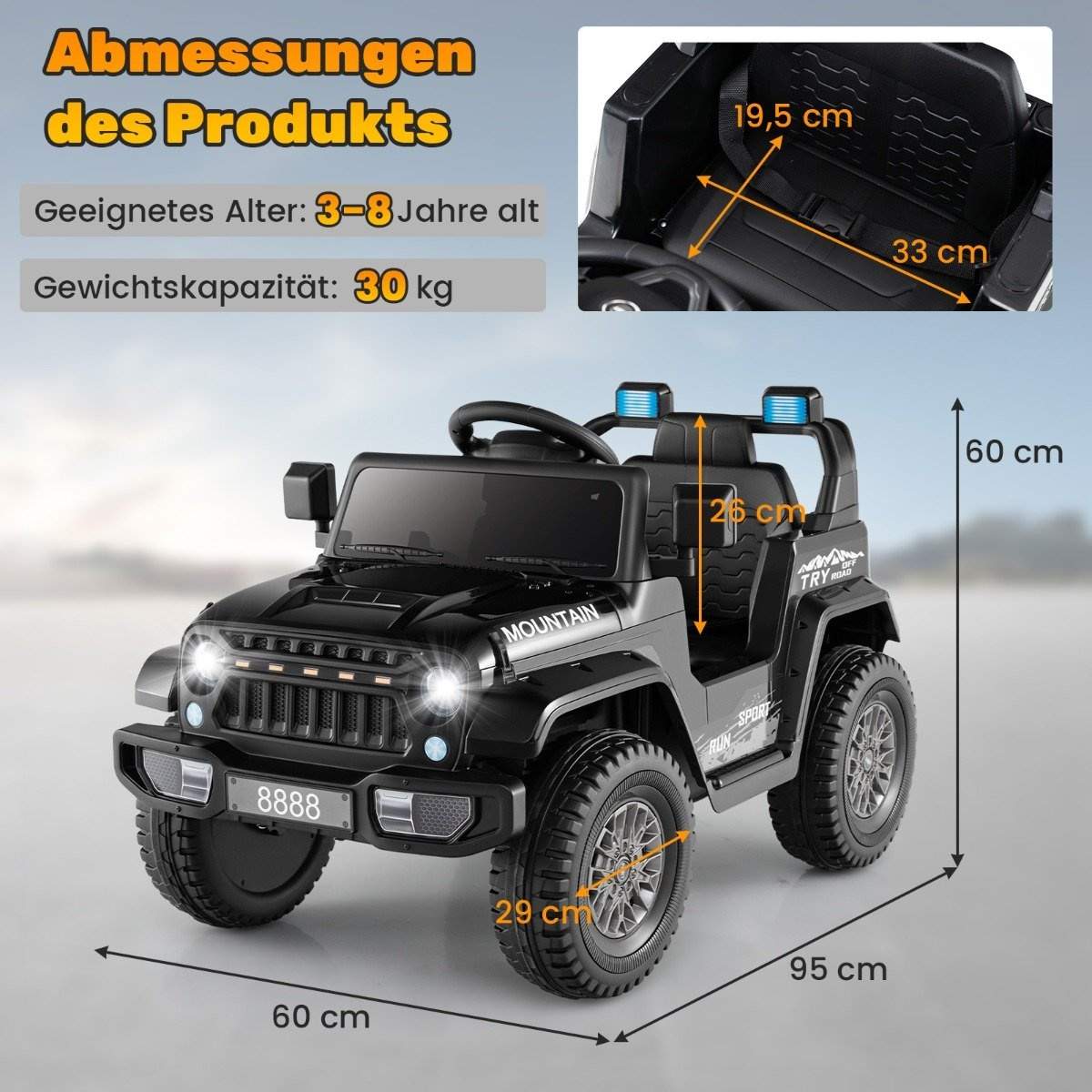 Eljeep för barn med dubbelmotor & Långsam start & 4-fjädrad fjädring åkbil svart | Mode & Accessoarer - Smycken, Smyckesset & Tillbehör - Ringar | Pryloteket