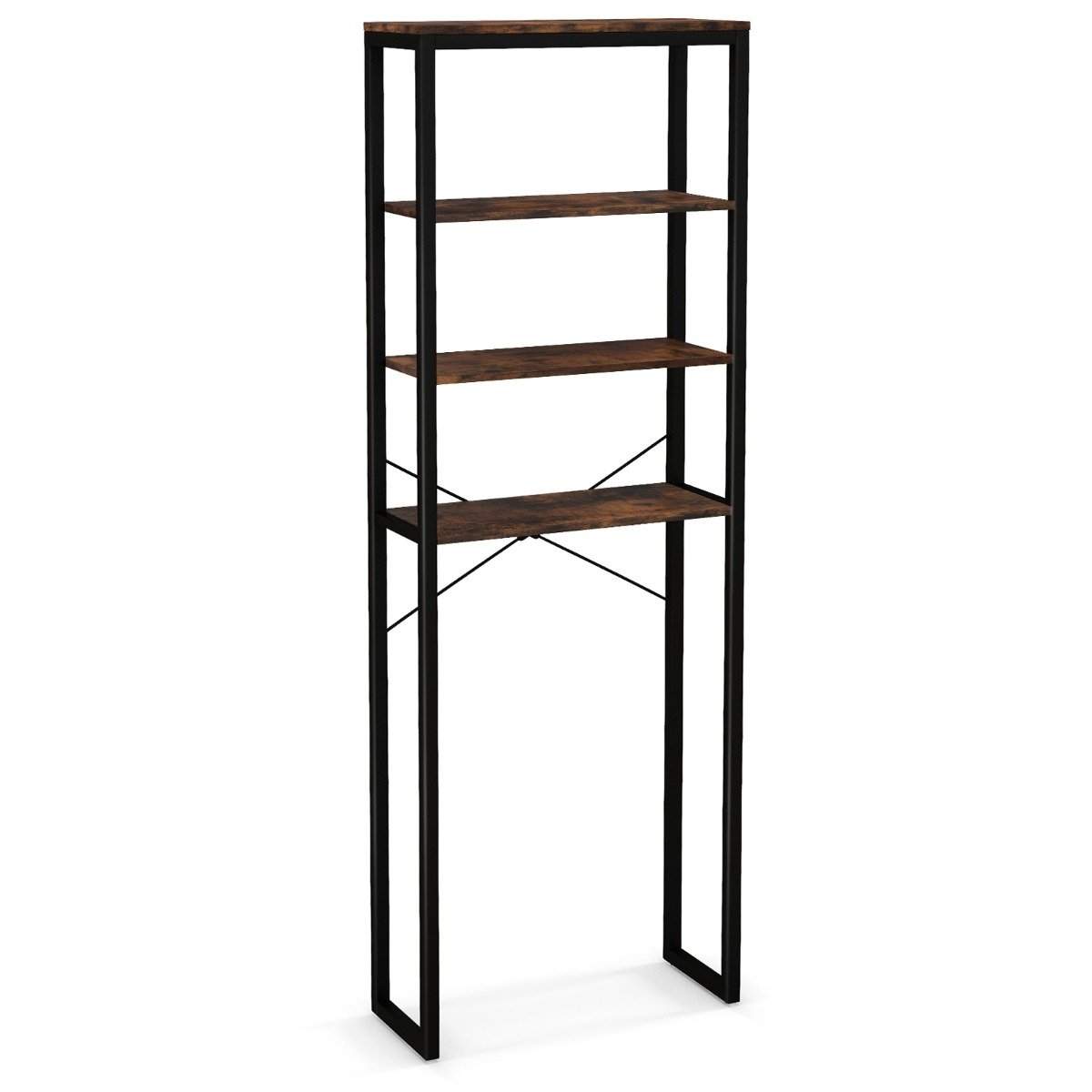 Fritstående toilethylde med metalramme og 4-lags anti-tip badeværelseshylde