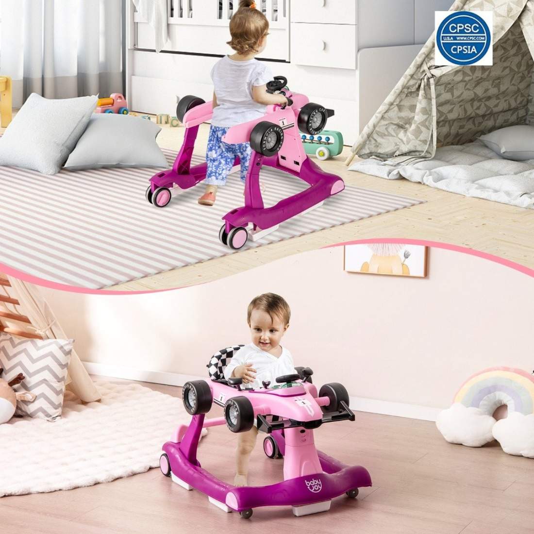 4 i 1 gåstol hopfällbar gåstol med justerbar höjd 15 kg lastkapacitet lila | Hem & Hobby - Hem & Hushåll - Tvätt | Pryloteket