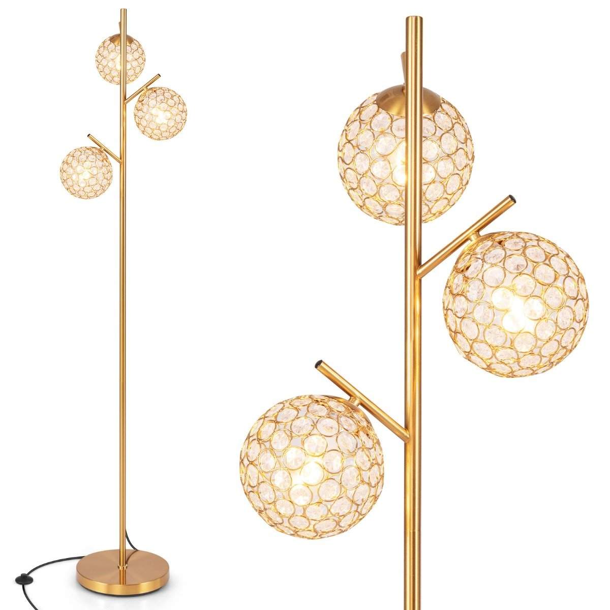 Golvlampa med 3 lampskärmar och fotkontakt fristående golvlampa 169cm trädlampa | Sport & Fritid - Friluftsliv & Camping - Belysning | Pryloteket