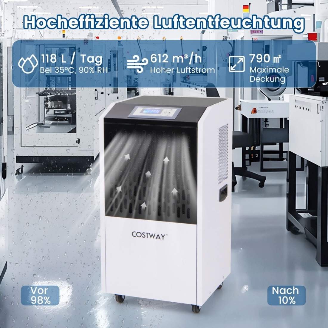 118 L/dag avfuktare kommersiell byggtork med avloppsslang 24H timer och 4 hjul | Hem & Hobby - Hem & Hushåll - Tvätt | Pryloteket