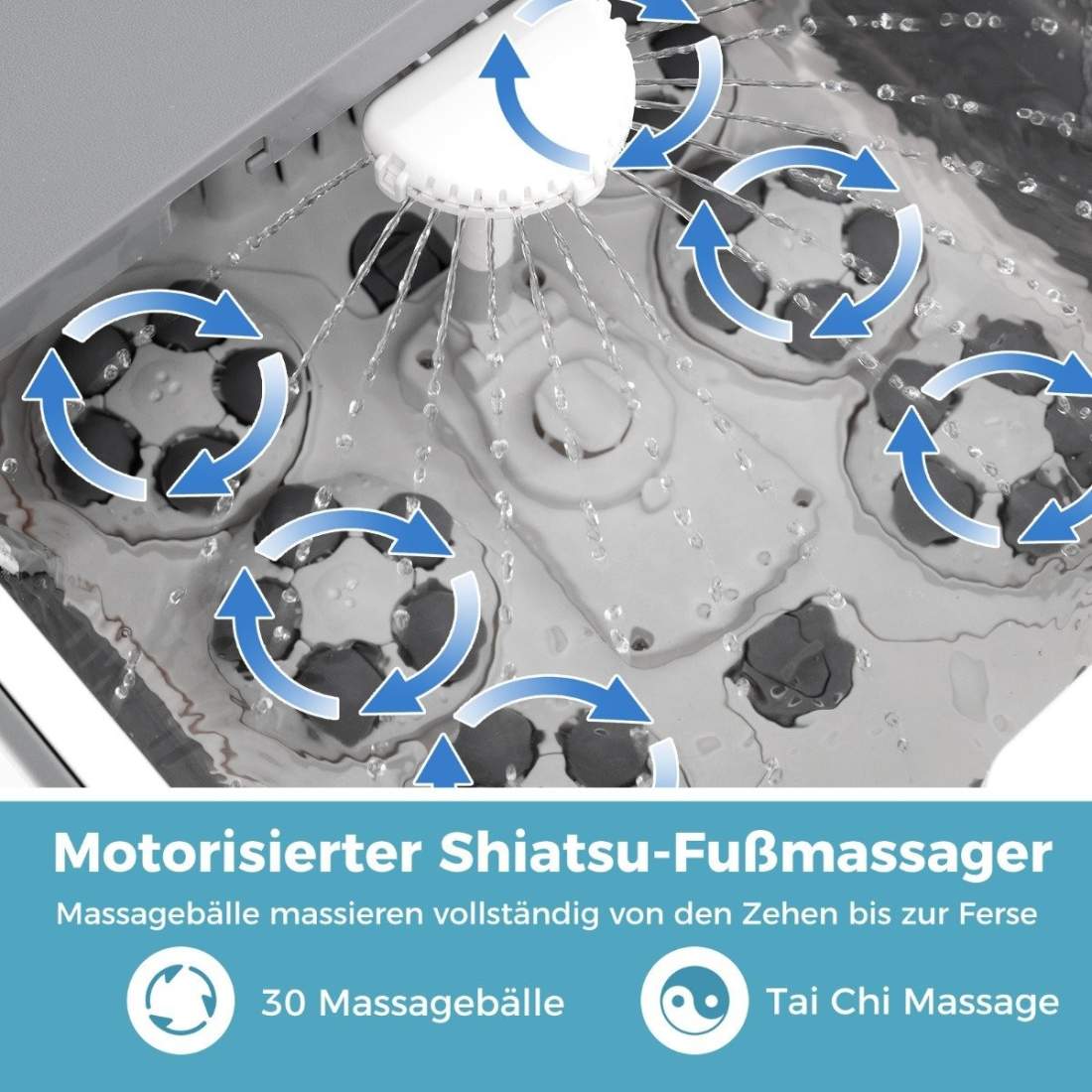 Hopfällbart fotbad fotbad med dusch 60min timer & 30 Shiatsu massagebollar temperatur 35-48°C uppvärmning | Hälsa & Skönhet - Fotvård - Fotmassage | Pryloteket