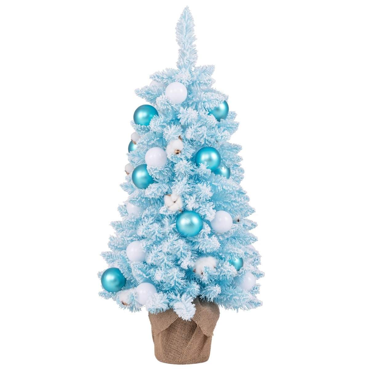 90cm Mini kunstigt juletræ med sne & Cementbund juletræ Chirstbaum Blå