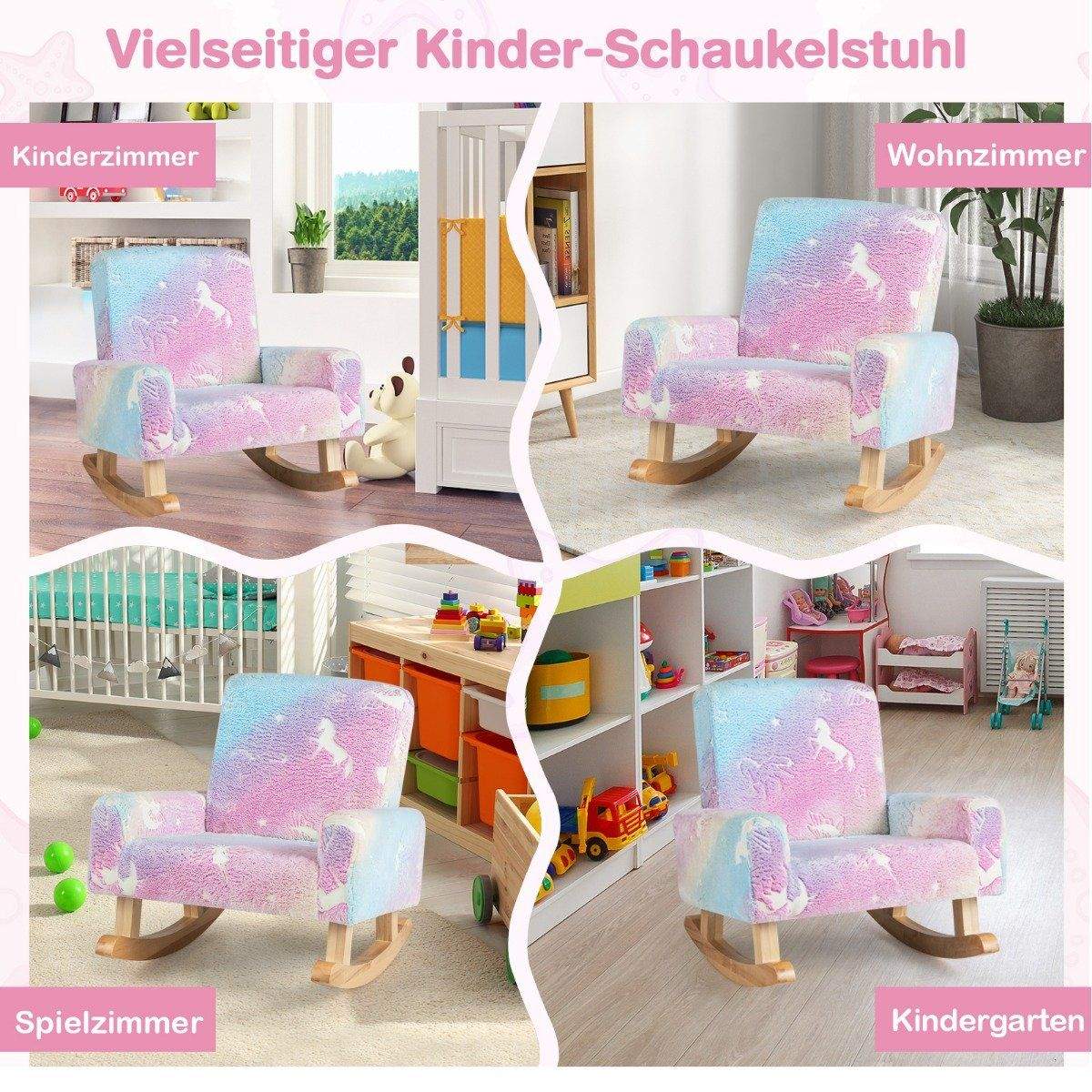 Gyngestol børnebørnenesofa glødende i mørket børnelænestol betrukket med farverigt flannelstof