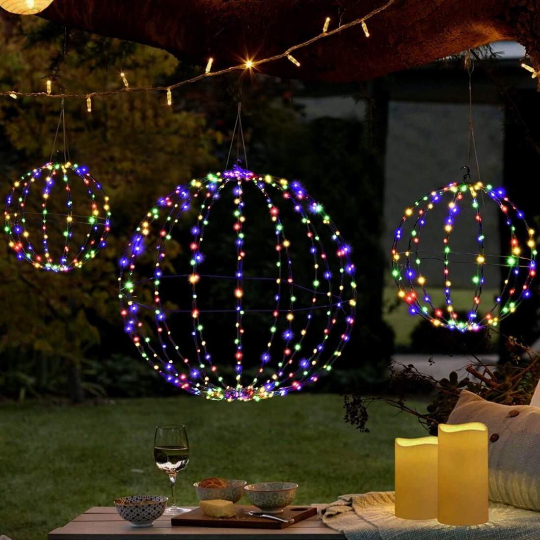 Julljusbollspaket med 2 LED-kulor för hängande och stående julljus | Sport & Fritid - Friluftsliv & Camping - Belysning | Pryloteket