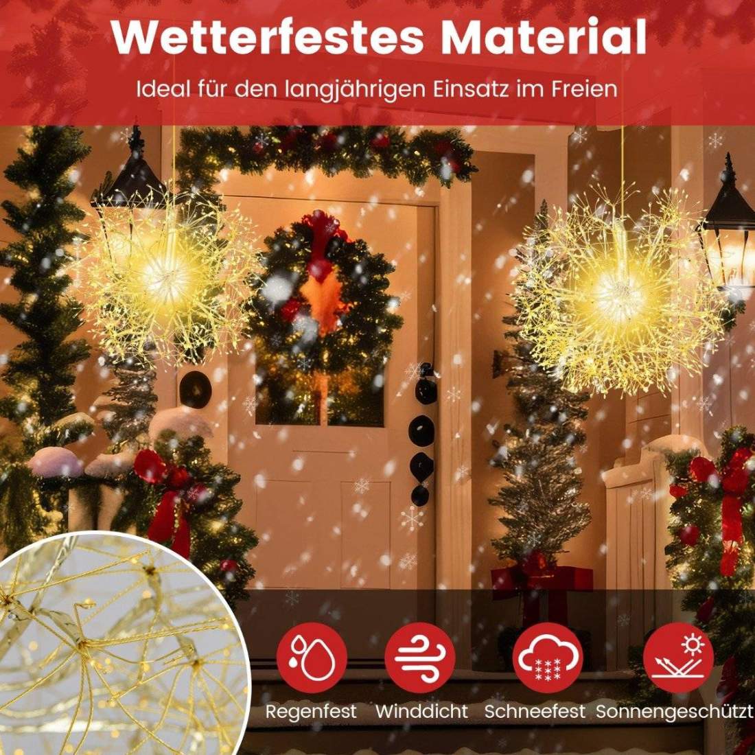 Julljusboll Paket med 2 LED-kulor för upphängning av julljus för ut- och insida guld | Hem & Hobby - Hem & Hushåll - Bygg | Pryloteket