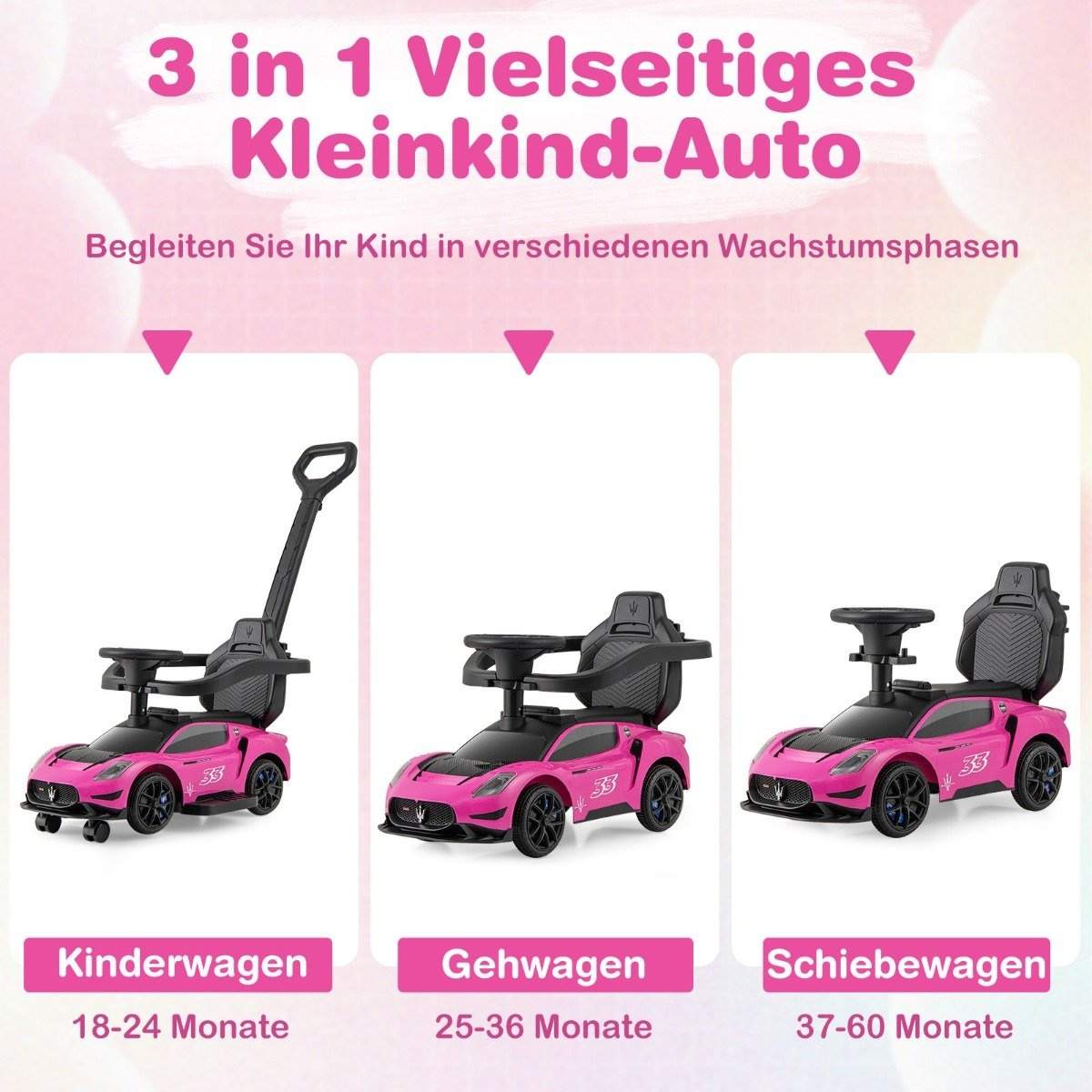 Mazerati åkande bil åkande fordon med skyddsstång & Push bar rosa | Elektronik - Kablar & Adaptrar - Adaptrar & Signalomvandlare - Ljud | Pryloteket