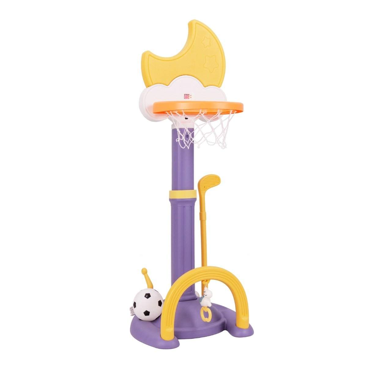 4 i 1 basketkorg för barn med basket & Fotboll & Ringkast basketställning gul | Hälsa & Skönhet - Personvård - Vård & Rehabilitering - Hållning | Pryloteket