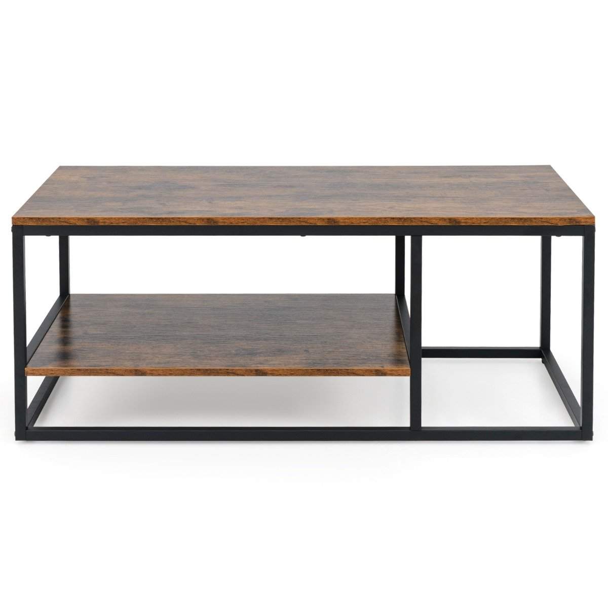 Industriellt soffbord med hylla & metallram Rektangulärt soffbord Brun | Mode & Accessoarer - Kläder - Skor | Pryloteket