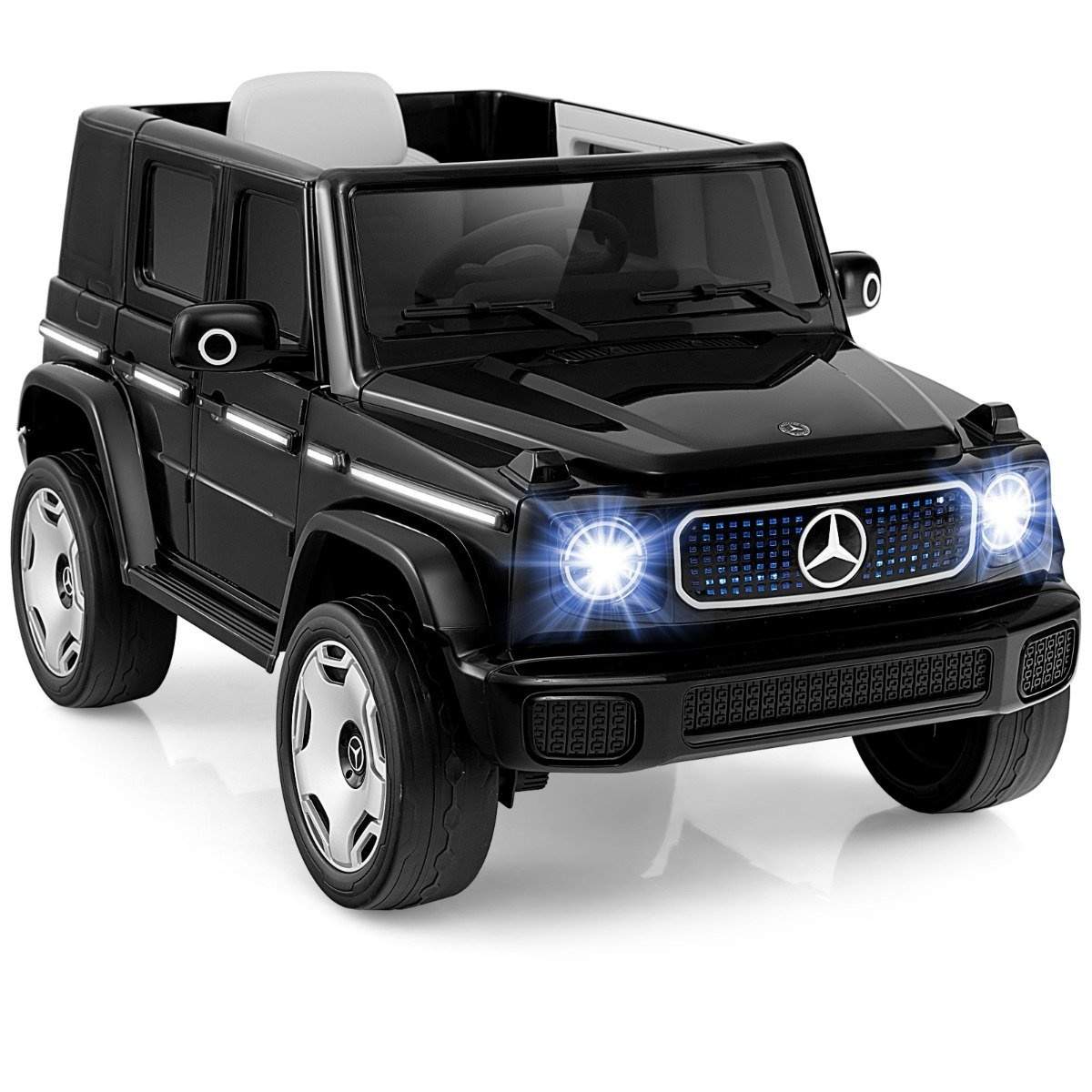 Børns Mercedes-Benz elbil med 2,4G fjernbetjening & Forlygte 12V elbil sort