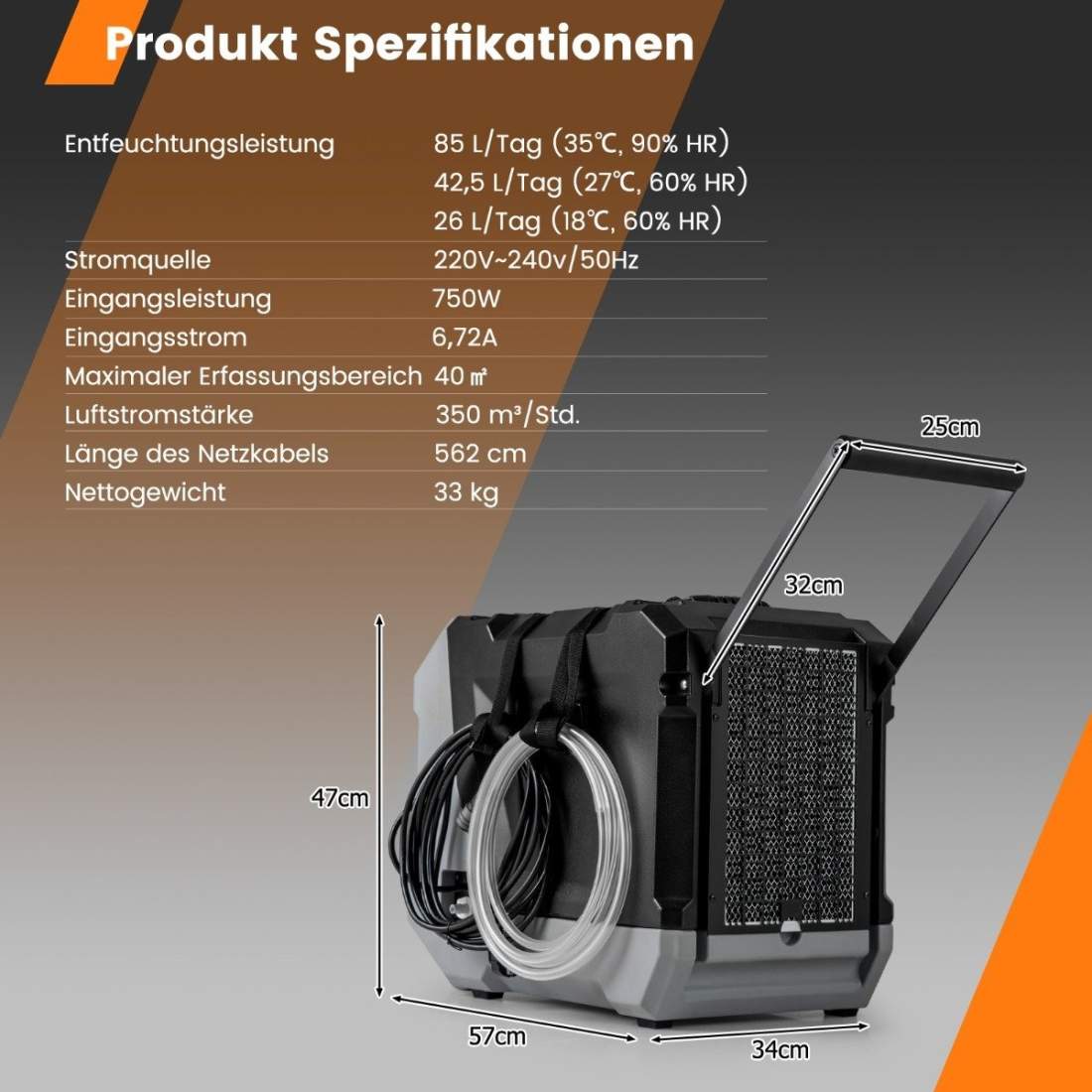 85 l/dag kommersiell avfuktare med pump- och avloppsslang och 24H Timer konstruktionstork svart | Hem & Hobby - Hem & Hushåll - Tvätt | Pryloteket