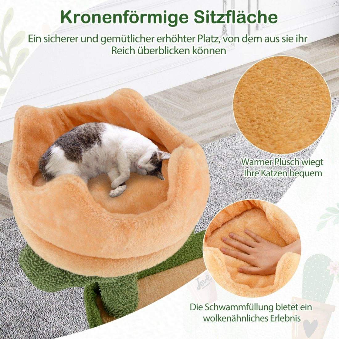 Skrapstolpe kaktus 160cm kattträd med kattgrottkattskrapstolpe lekträd trä | Hem & Hobby - Husdjur - Katt - Katträd | Pryloteket