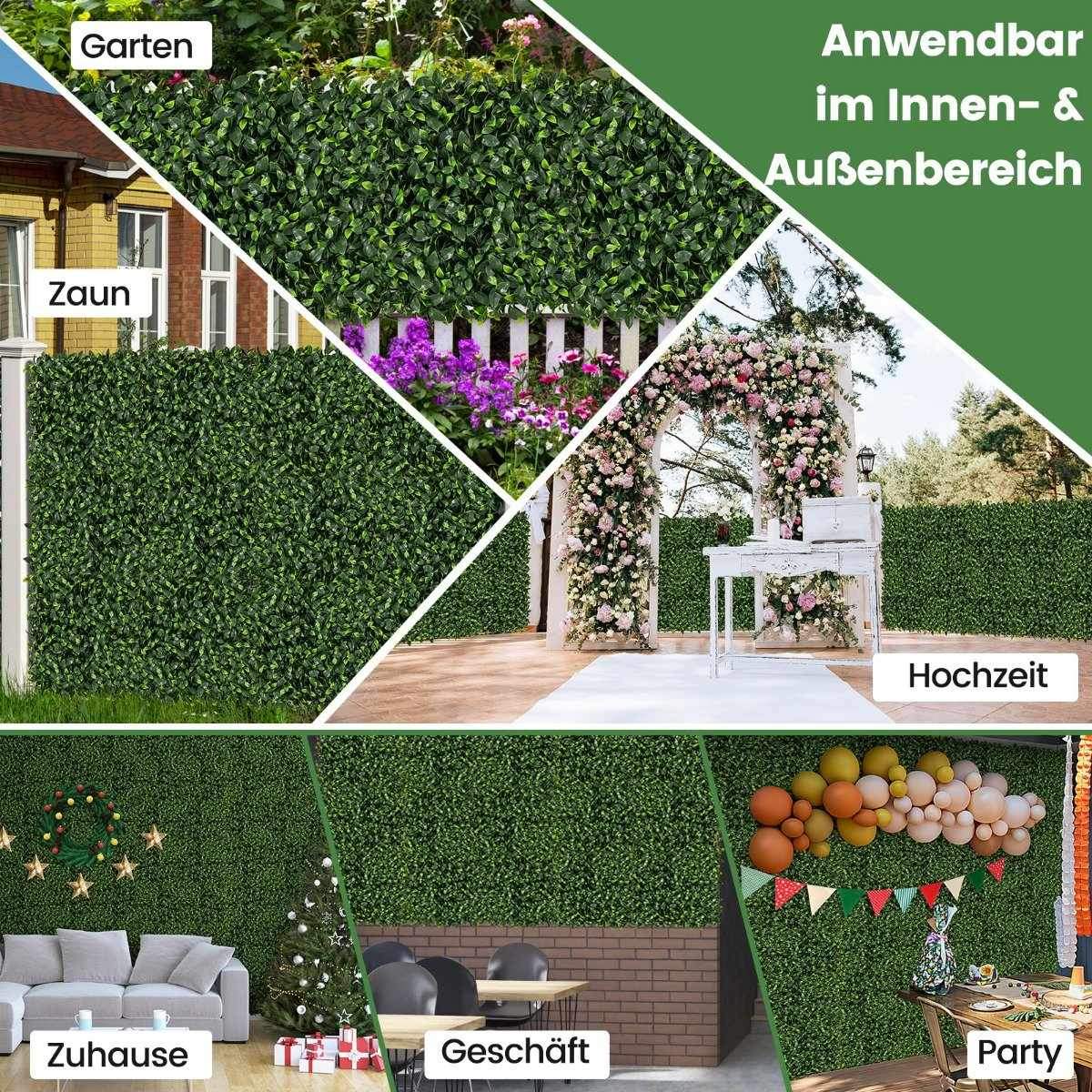 Pakke med 12 kunstig hæk plantevæg 50,5 x 50,5 cm Simuleret græsplæne kunstig plantegrøn
