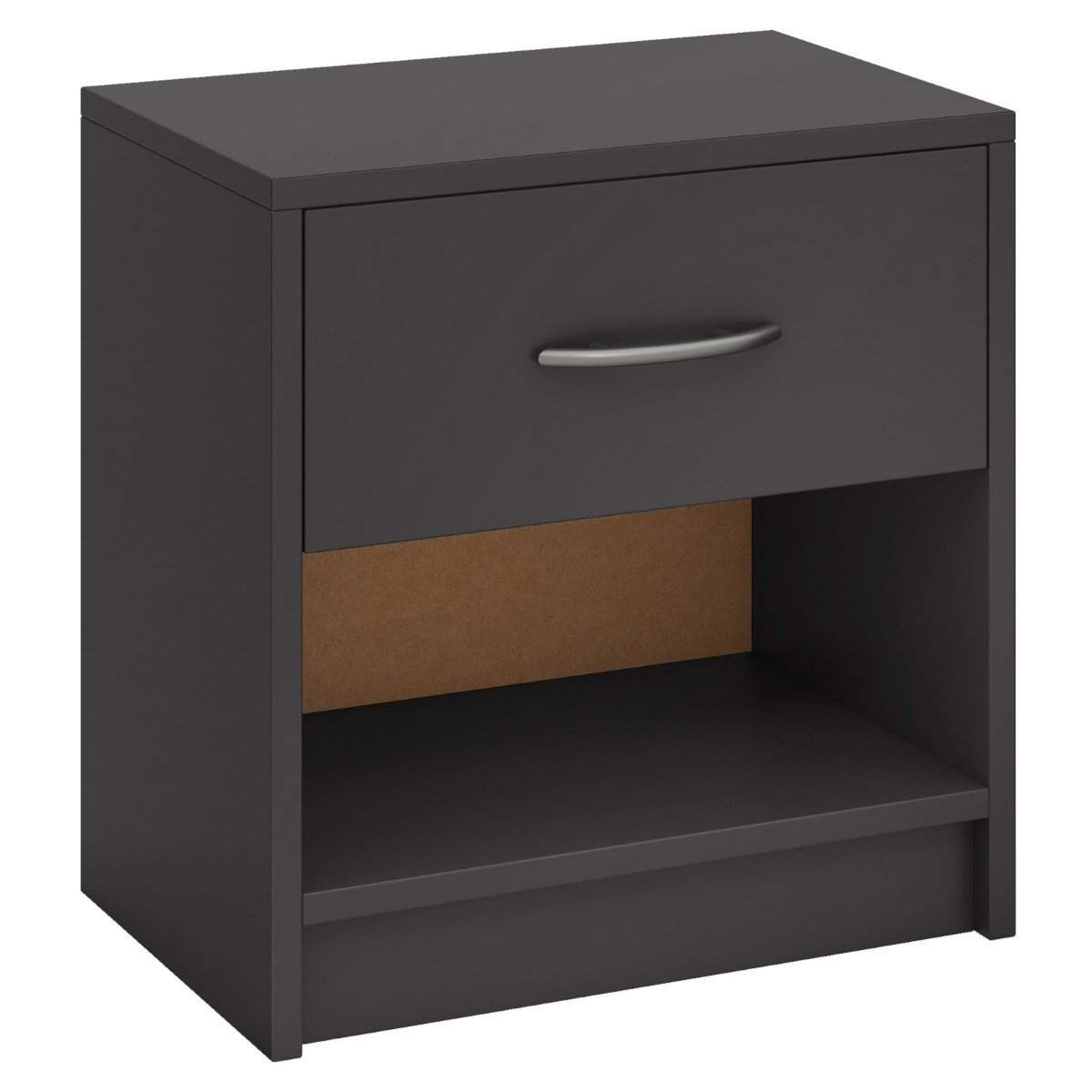 Sengebord med skuffe Lille sidebord med åbent rum 38,5 x 28 x 40,5 cm Grå