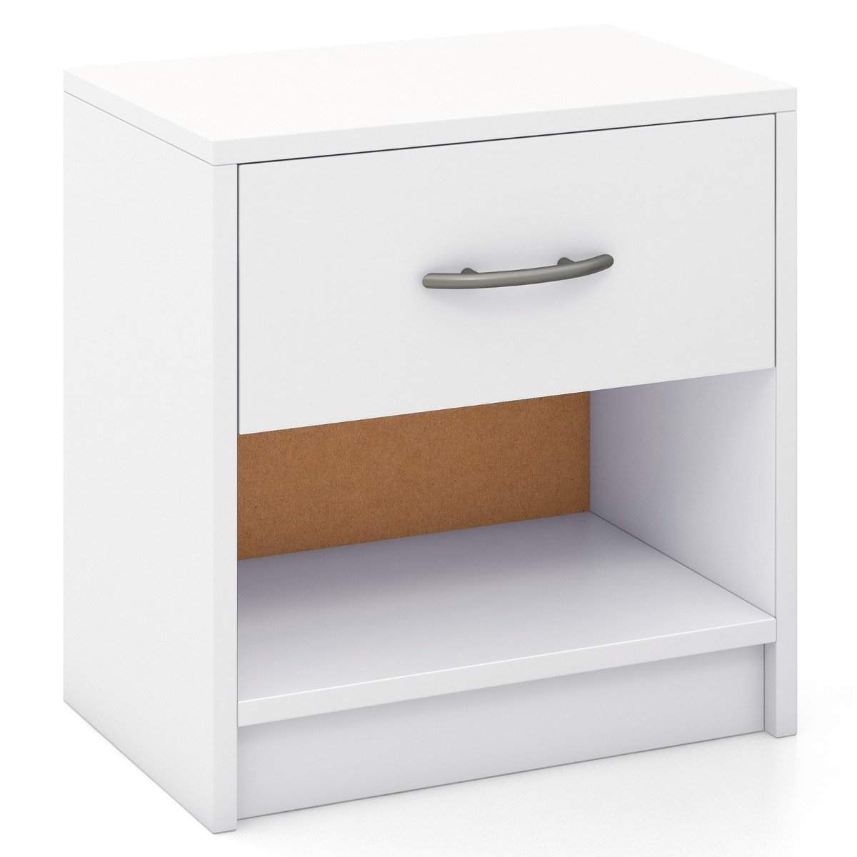 Sengebord med skuffe Lille sidebord med åbent rum 38,5 x 28 x 40,5 cm hvid