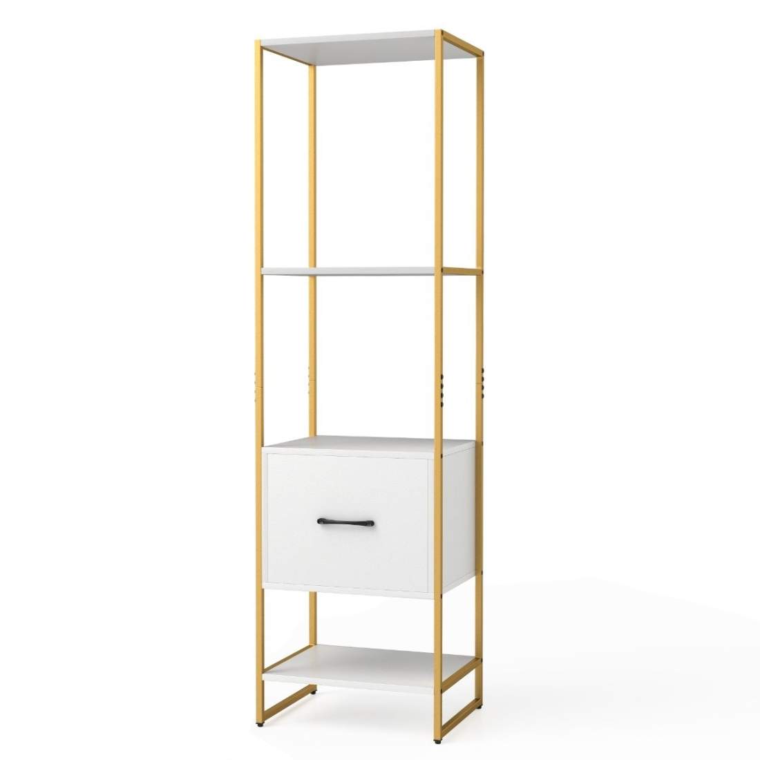 5-vånings bokhylla med låda & Metallram bokhylla modern stående hylla vit | Hem & Hobby - Hem & Hushåll - Sovrum | Pryloteket