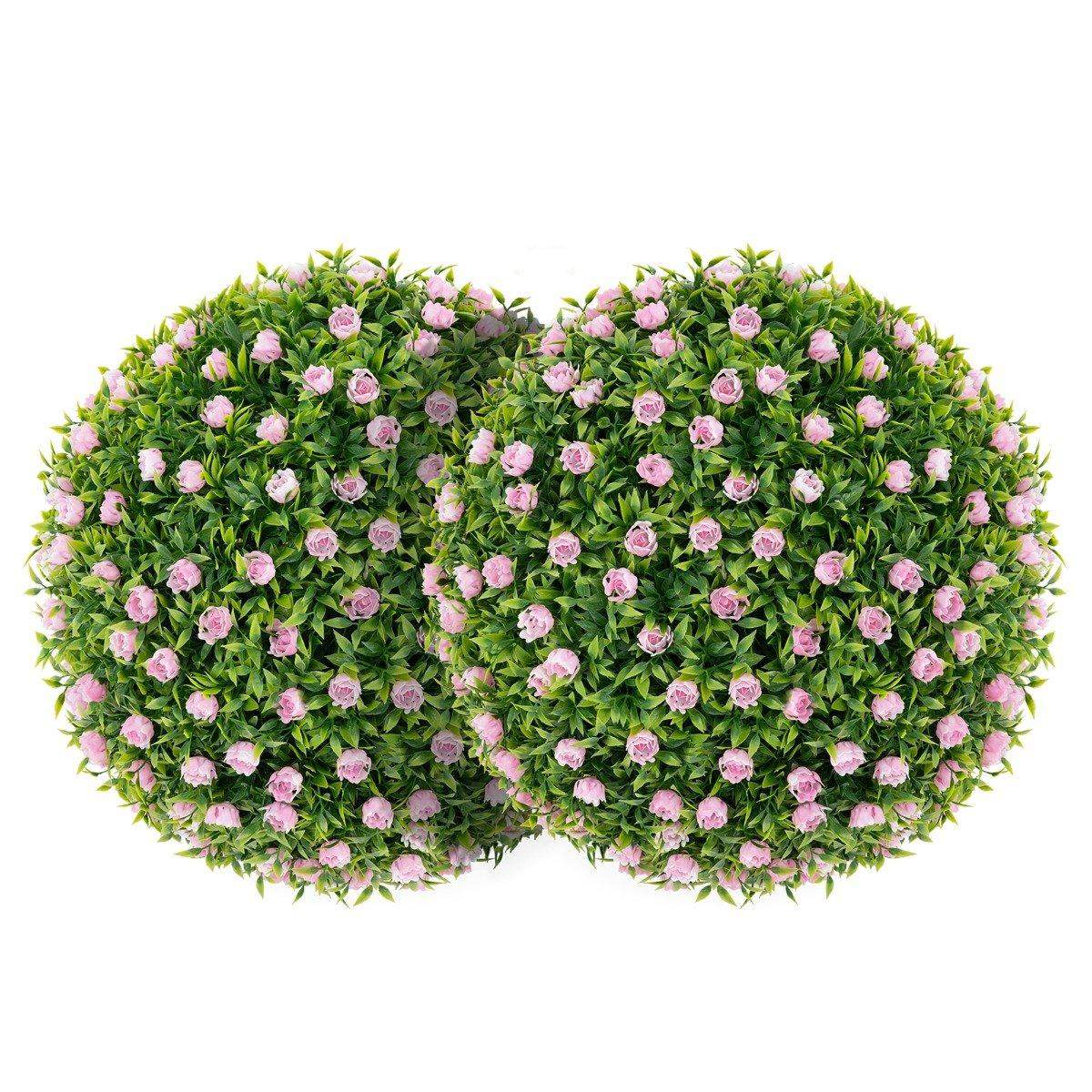 Sæt med 2 buksbomkugler, UV-bestandige dekorative kugler, topiær kunstig plante, dekorativ plante, diameter 37 cm