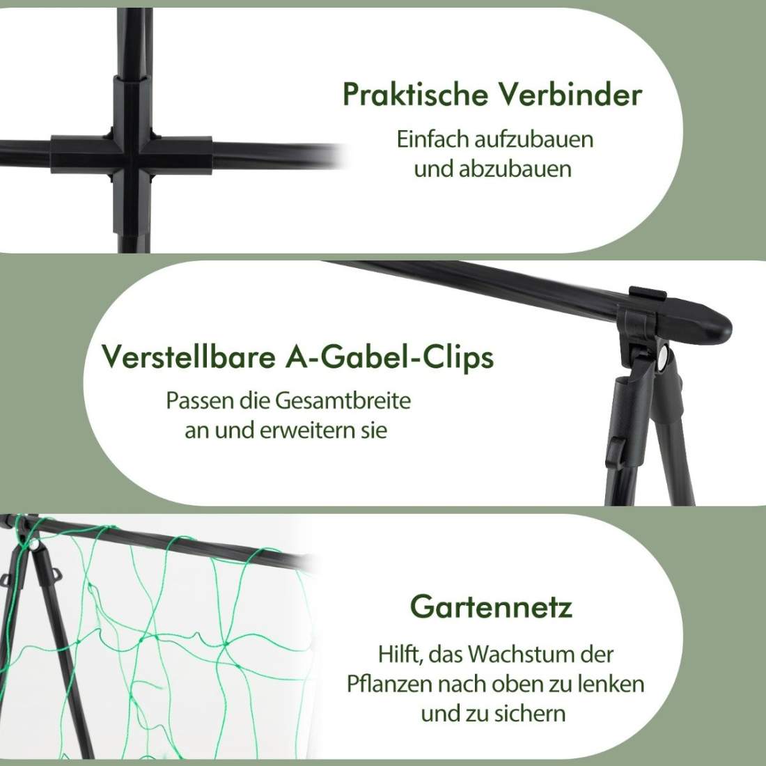 Gurkspaljéset A-formad spaljé med justerbar bredd med nät 88 x 124 x 30-60 cm svart | Hem & Hobby | Pryloteket