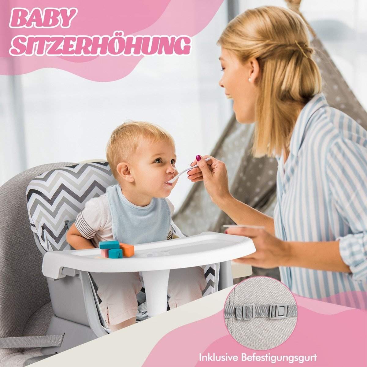 6-i-1 baby høj stol høj stol & Spisestuestol & Lærebord babystol kombination høj stol grå og hvid