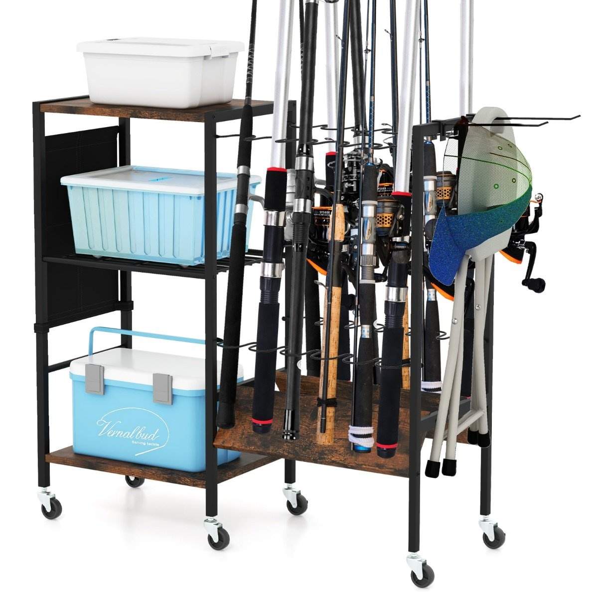 Vavan pidike lukittavilla yleispyörillä, tarvikekärry, kalastusvälineiden järjestäjä