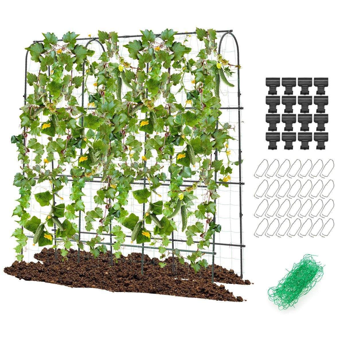 Metalespalier med espalieret til klatreplanter understøtter U-formet højt haveagurkespalier