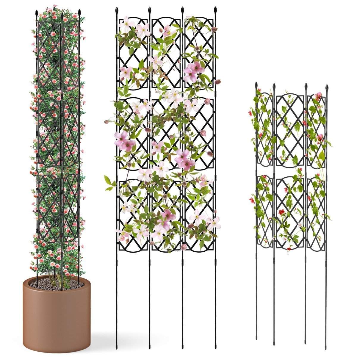 Sæt med 3 metal haveespalier med plug-in fritstående espalier til havehegn