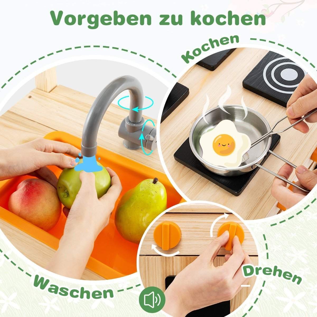 Lerkök barn utomhus barnkök gran trä med tak 88 x 39 x 117 cm natur | Hem & Hobby - Hem & Hushåll - Kök - Köksredskap | Pryloteket