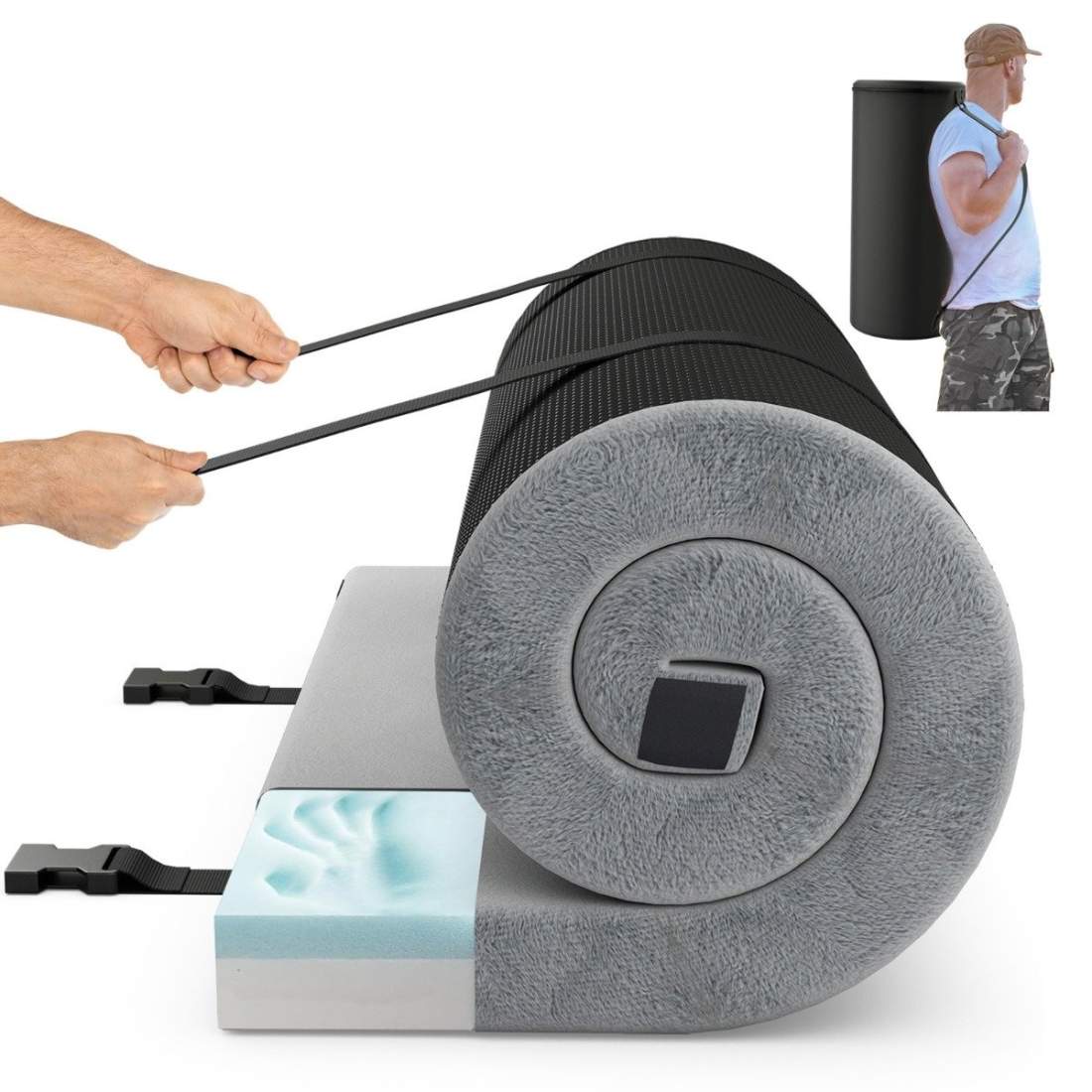 Memory foam campingmadrass med vattentät beläggning 188 x 78 x 6,5 cm grå | Hem & Hobby - Hem & Hushåll - Tvätt | Pryloteket