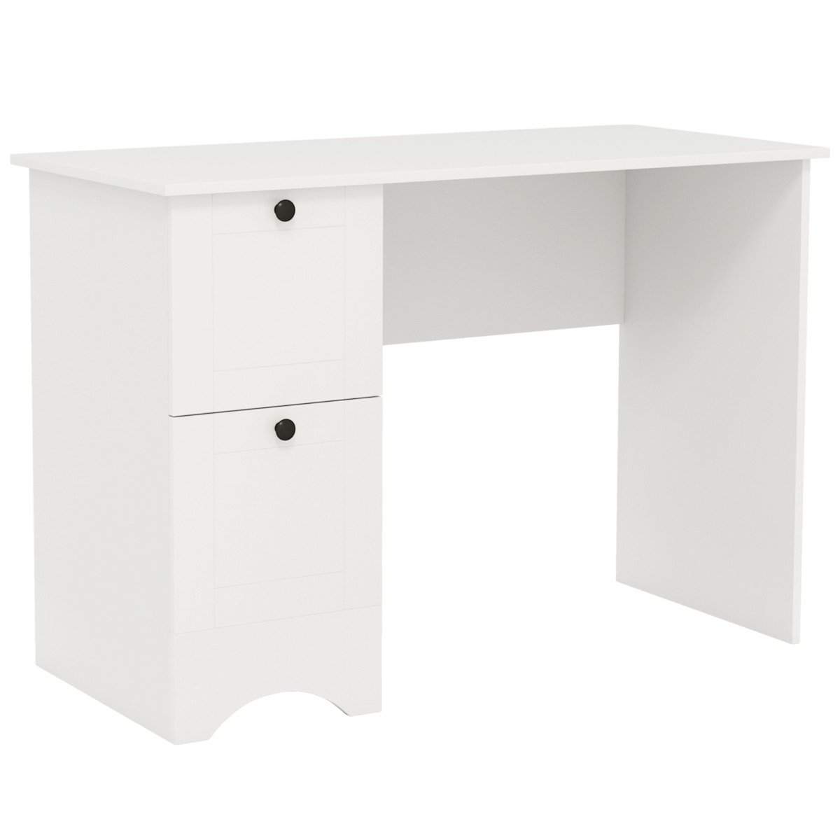 Computerbord med 2 skuffer, skrivebord, robust spillebord, toiletbord, laptopbord, hvid