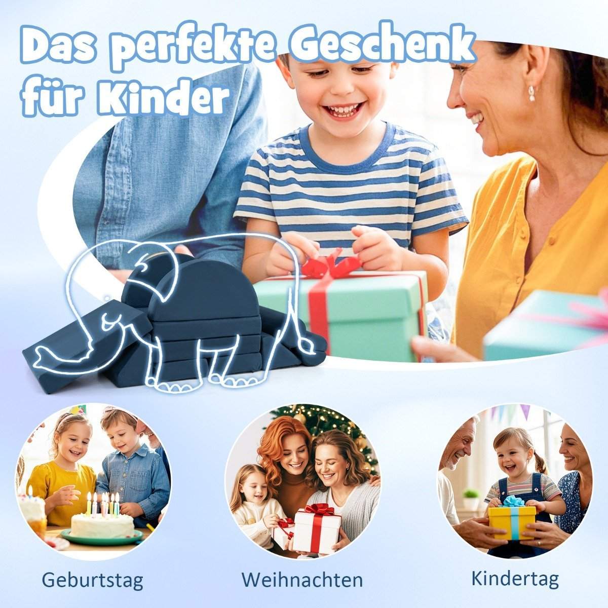 14-delad modulär barnsoffa leksoffa gjord av skum byggstenar soffa för klättring & Krypande marinblått | Hälsa & Skönhet - Personvård - Hygien | Pryloteket