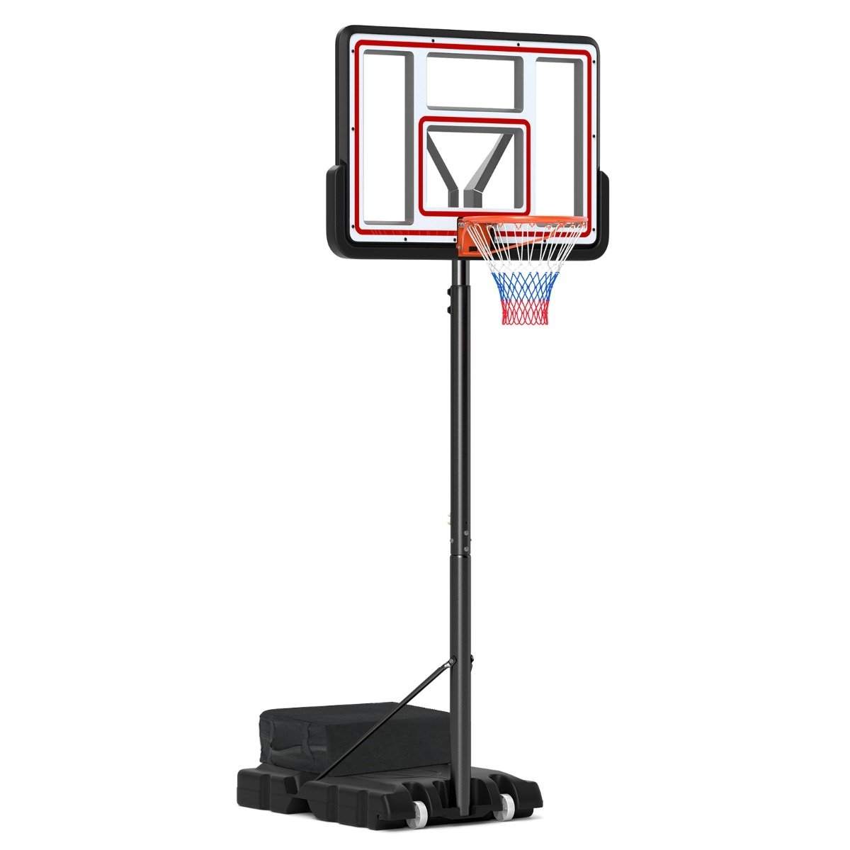 Udendørs basketballkurve med stativ & håndsving & vægttaske & 2 net basketballstativ