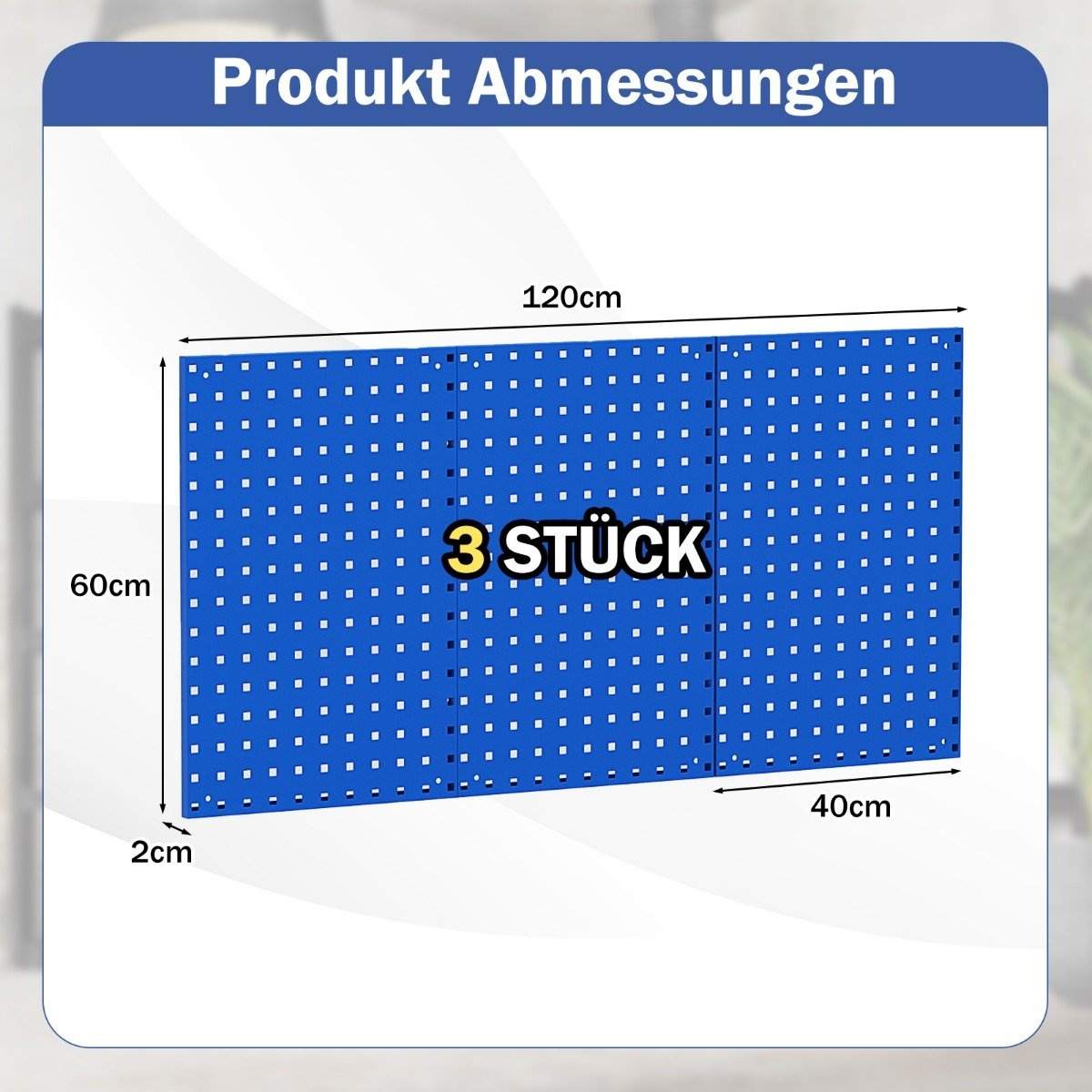 Tool wall tool perforeret væg med 3 pegboards & 28 stykker hængende tilbehør Blå
